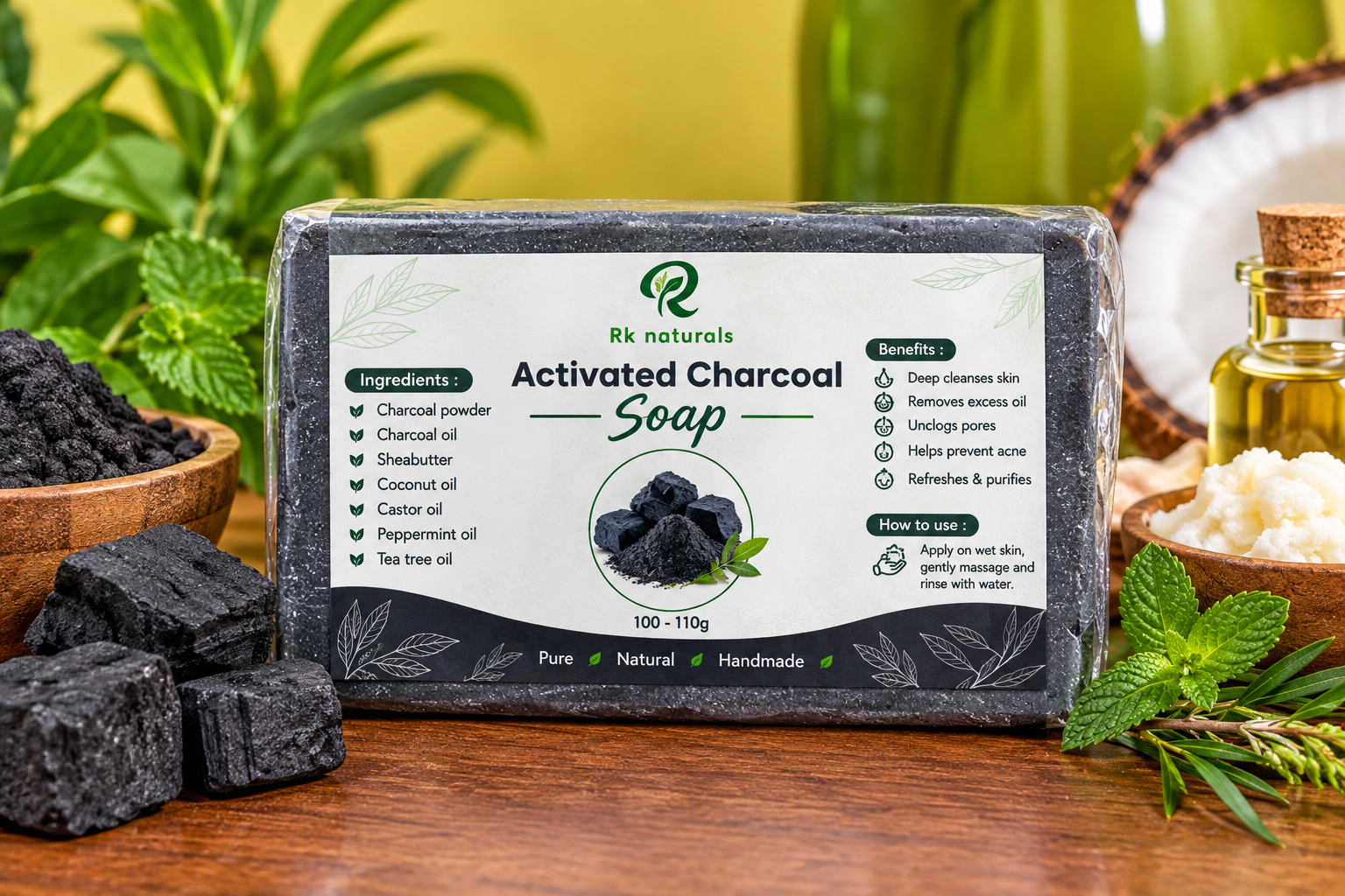 Acne -Activated Charcoal soap (Bentonite clay )